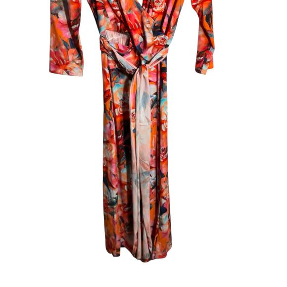 Soft Surroundings Always Lovely Wrap Maxi Dress Fanfare Floral Size Large - Picture 7 of 10